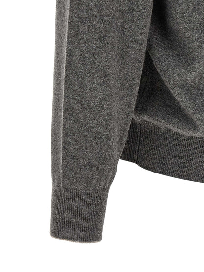 Cardigan by Brunello Cucinelli for men in cashmere gray presents a textural silhouette, artfully finished with a textural high-neck neckline and for a sophisticated, textural look.