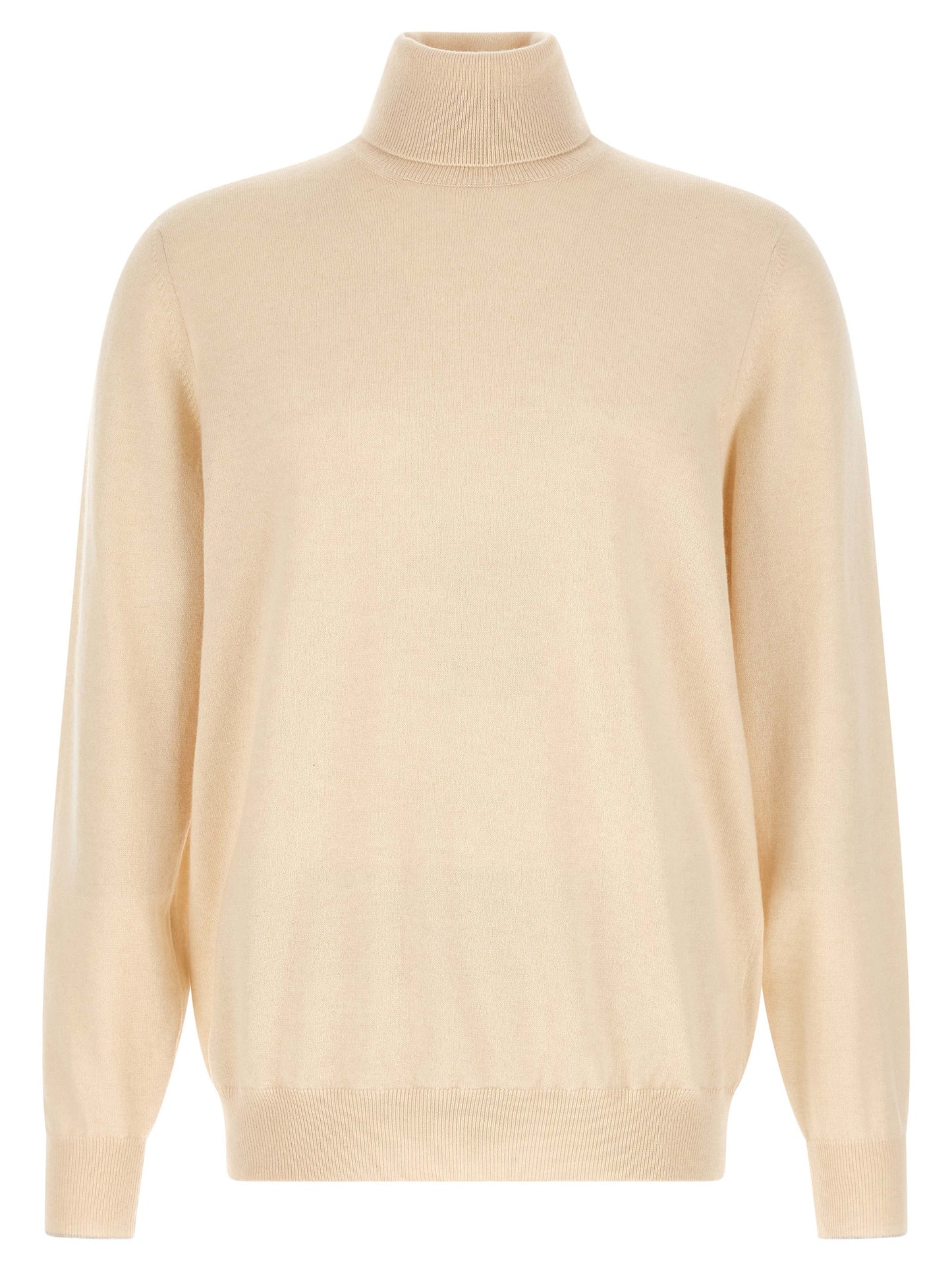 Cardigan by Brunello Cucinelli for men in cashmere white features an impeccable silhouette, showcasing a sophisticated turtle high-neck neckline and detail for a truly impeccable finish.