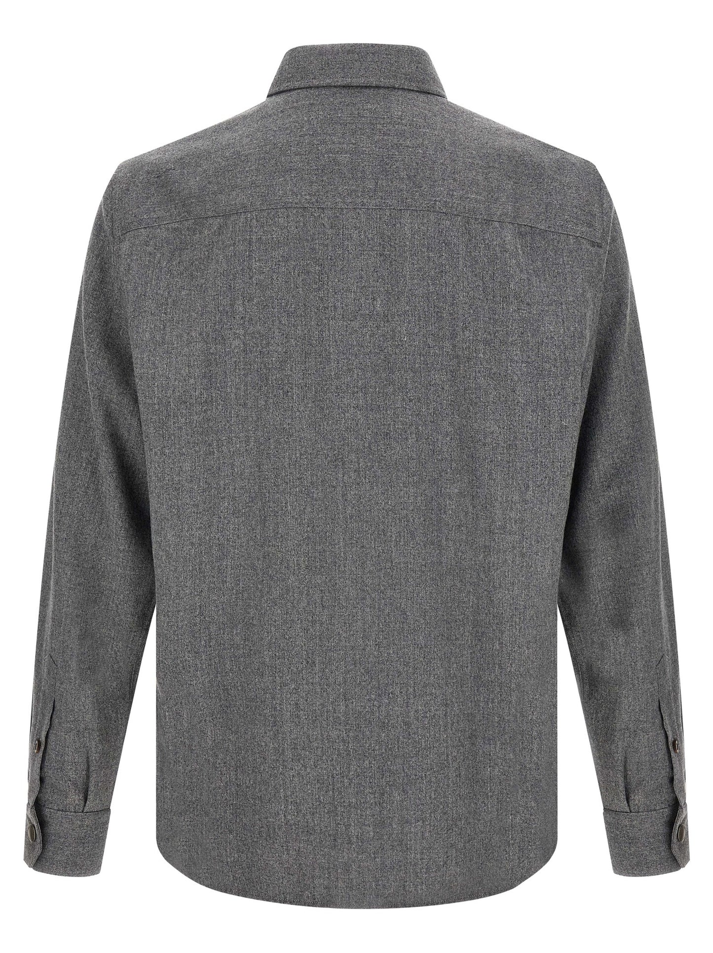 Overshirt by Brunello Cucinelli for men in virgin wool gray presents a discerning silhouette, showcasing a sophisticated and for a truly discerning finish.