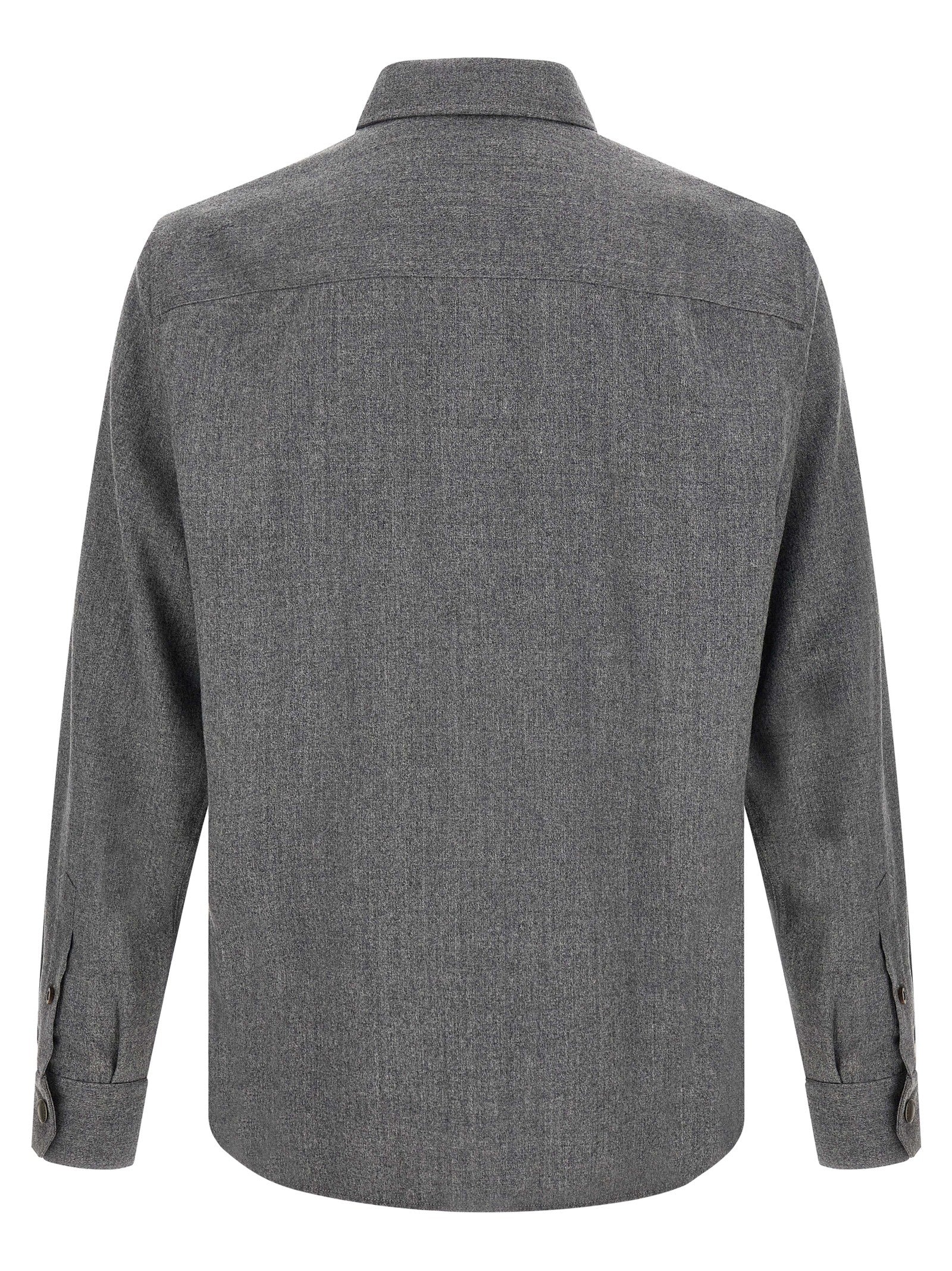 Overshirt by Brunello Cucinelli for men in virgin wool gray presents a discerning silhouette, showcasing a sophisticated and for a truly discerning finish.