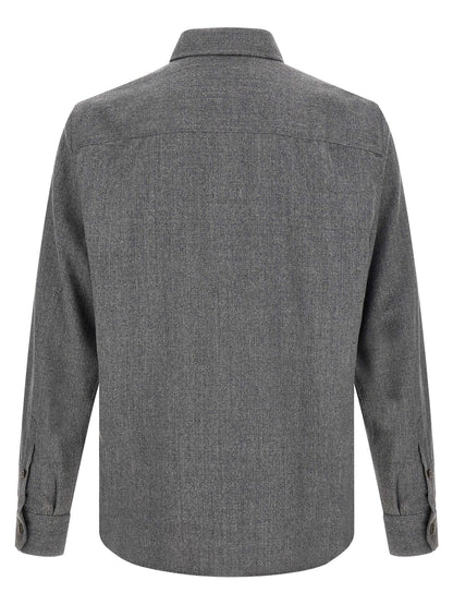 Overshirt by Brunello Cucinelli for men in virgin wool gray presents a discerning silhouette, showcasing a sophisticated and for a truly discerning finish.