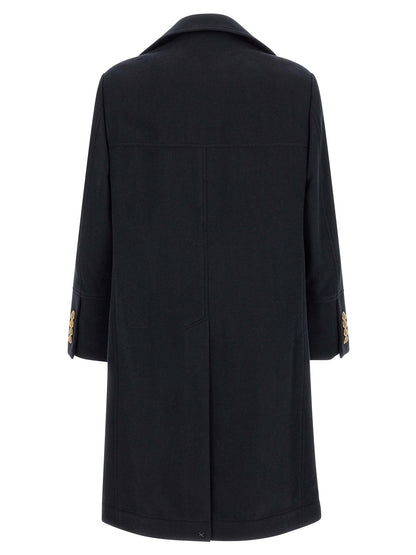 Overcoat by Brunello Cucinelli for men in cashmere gold & navy features an satoral silhouette, showcasing a sophisticated and satoral pockets for a premium, timeless look.