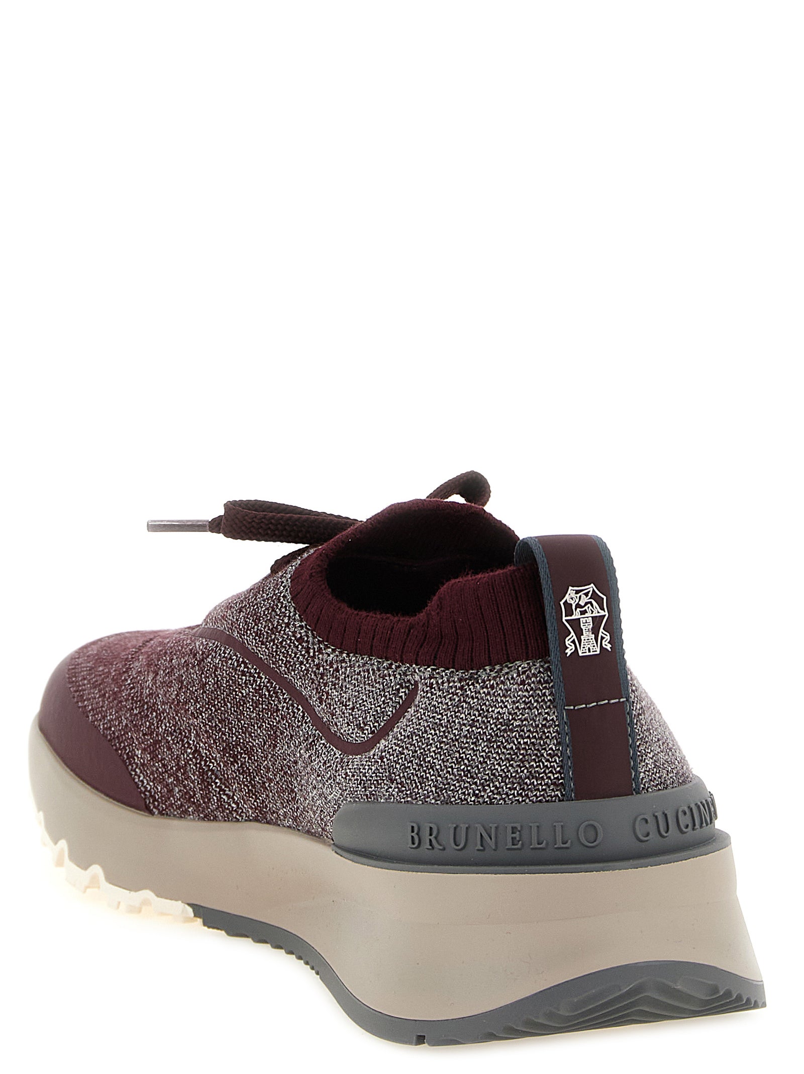 Athletic Sneakers by Brunello Cucinelli for men in tu & cotton bordeaux & burgundy features an timeless silhouette from the Men's Slip On TU & Cotton Athletic Sneakers collection, showcasing a timeless slip-on style for a timeless look.