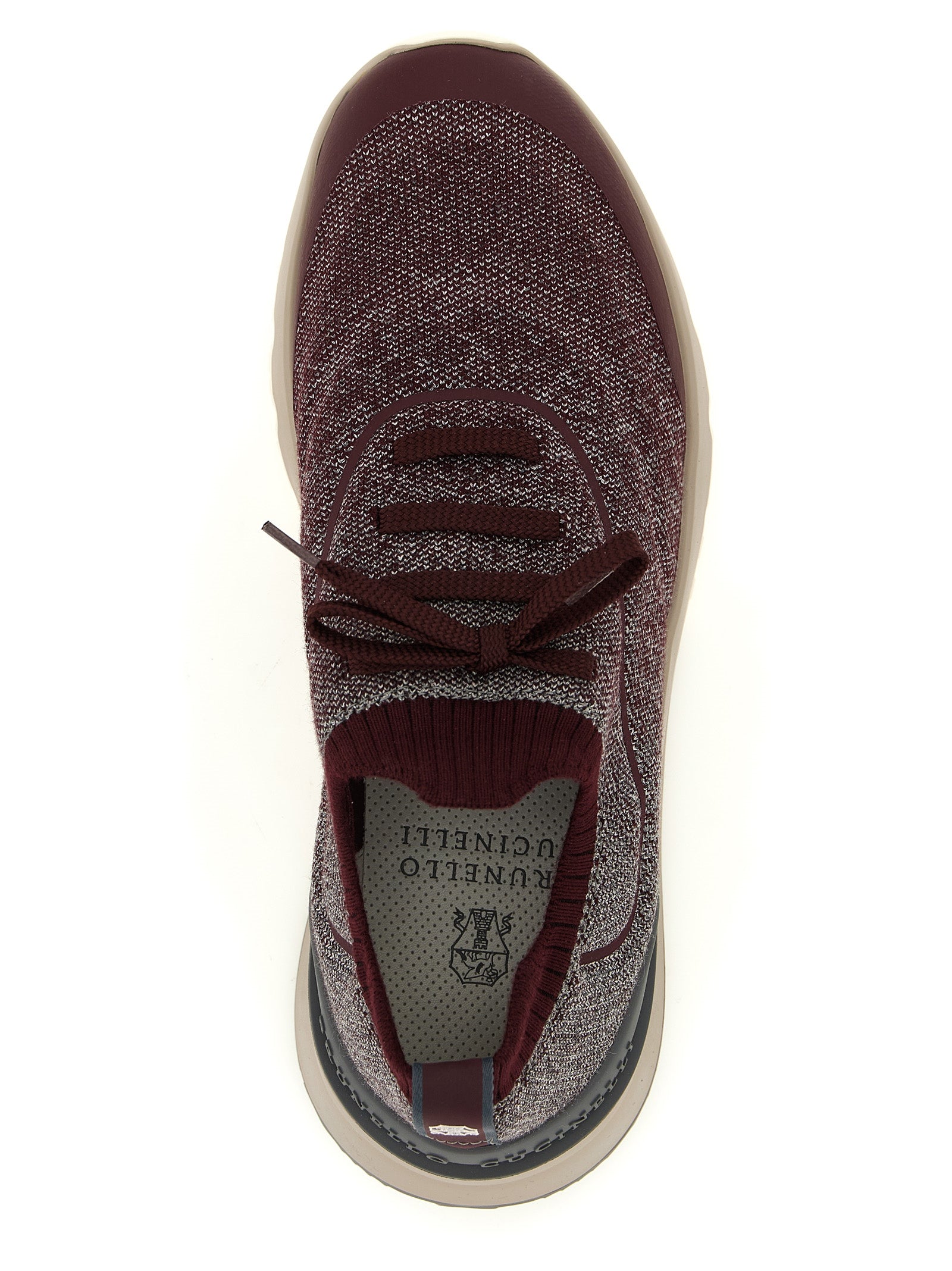 Athletic Sneakers by Brunello Cucinelli for men in tu & cotton bordeaux & burgundy presents a sleek silhouette, perfectly capturing the slip-on style essence of Men's Slip On TU & Cotton Athletic Sneakers with its sleek design and premium finish.