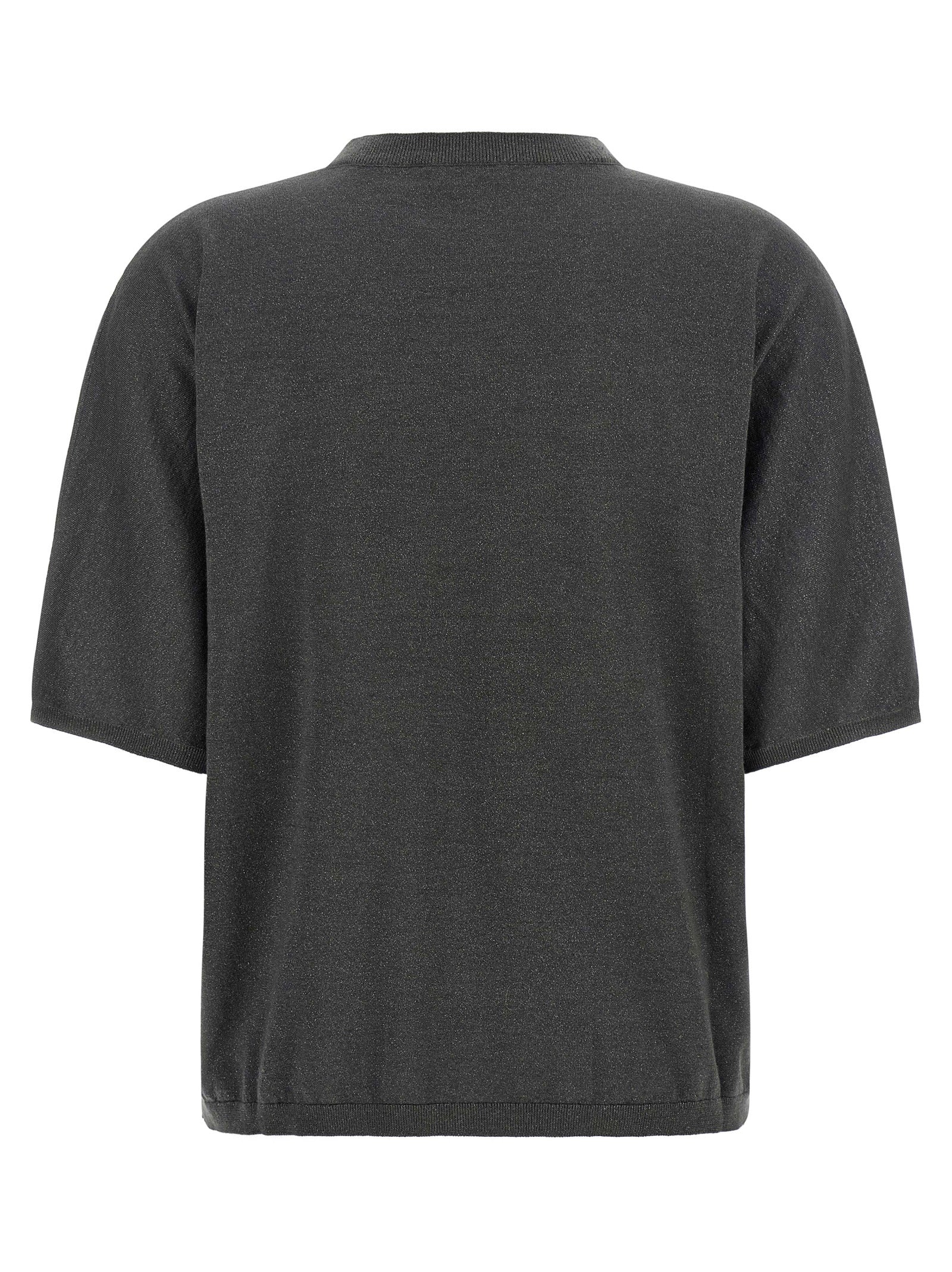 Cardigan by Brunello Cucinelli for women in cashmere silk dark-gray & gray features a nuanced silhouette with a refined crew neckline and nuanced detailing for a sophisticated look.