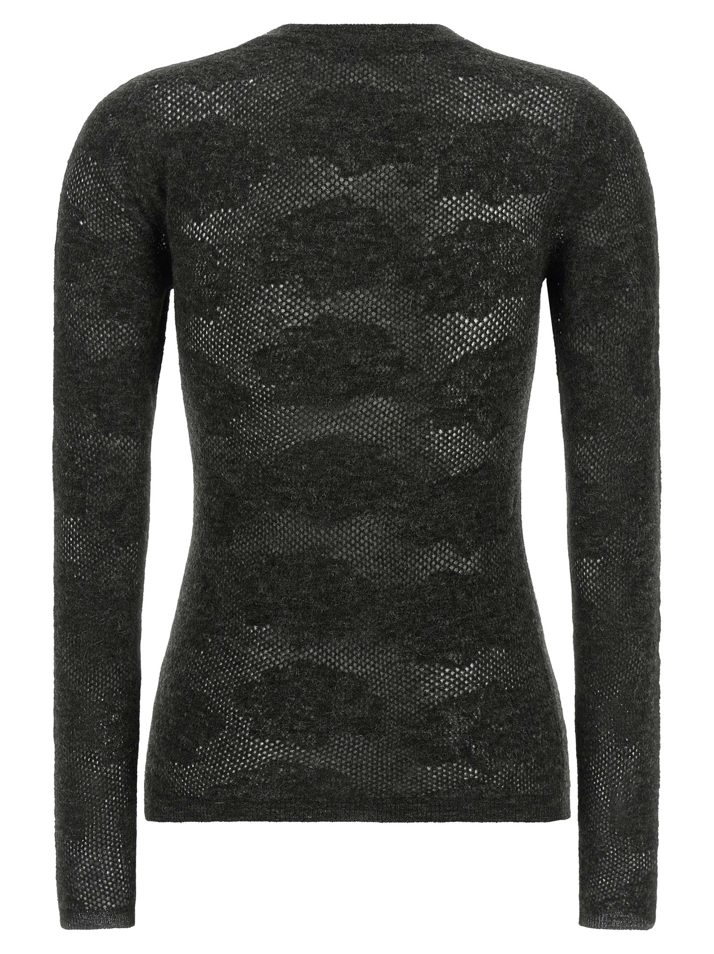 Cardigan by Brunello Cucinelli for women in silk & alpaca wool gray, transparent & floral features an impeccable silhouette, showcasing a sophisticated crew neckline and detail for a truly impeccable finish.