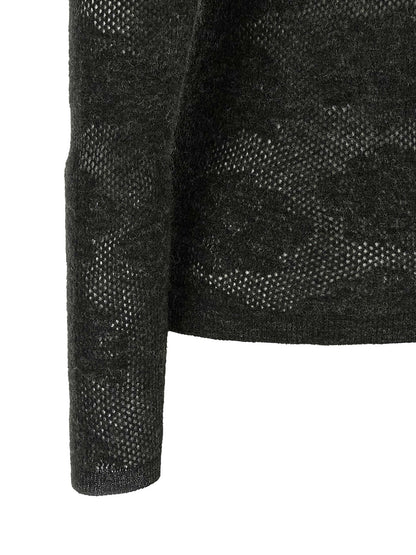 Cardigan by Brunello Cucinelli for women in silk & alpaca wool gray, transparent & floral features a dramatic silhouette, showcasing a sophisticated and dramatic detail for a timeless, premium look.