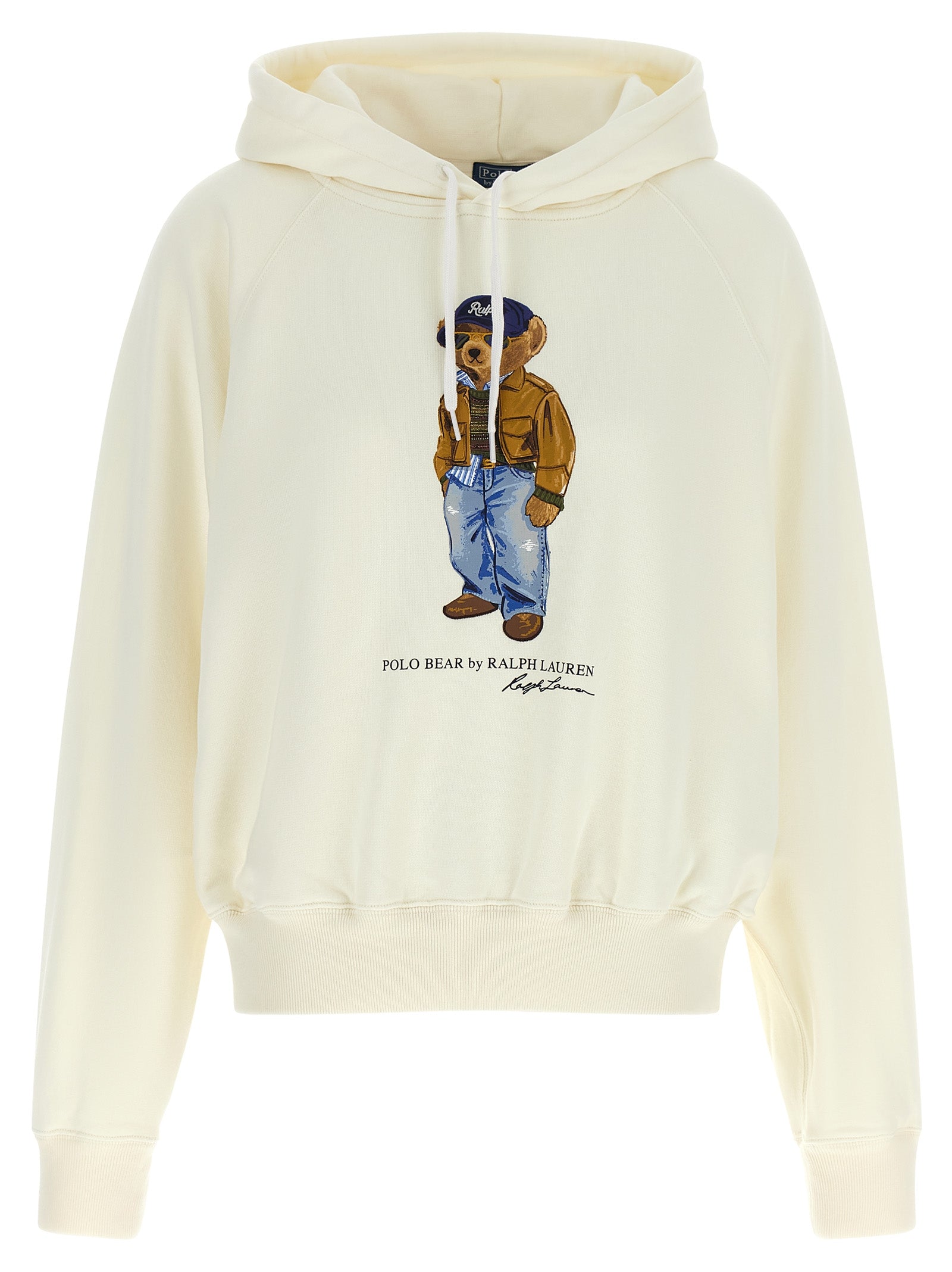 Sweatshirt Hoodie by Polo Ralph Lauren for women in cotton white & print showcases a city-ready silhouette, artfully detailed with a signature hooded neckline and for a city-ready finish.