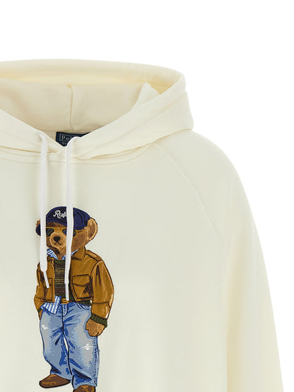 Sweatshirt Hoodie by Polo Ralph Lauren for women in cotton white & print features a edgy silhouette, detailed with a edgy hooded neckline and for a refined finish.