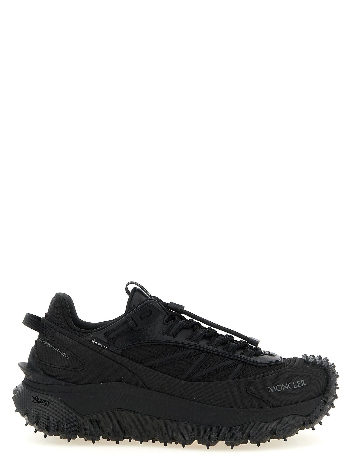 Athletic Sneakers by Moncler for men in leather black & signature showcases an impeccable silhouette, defined by an impeccable athletic style design that perfectly captures the essence of the Men's Athletic Leather Sneakers.