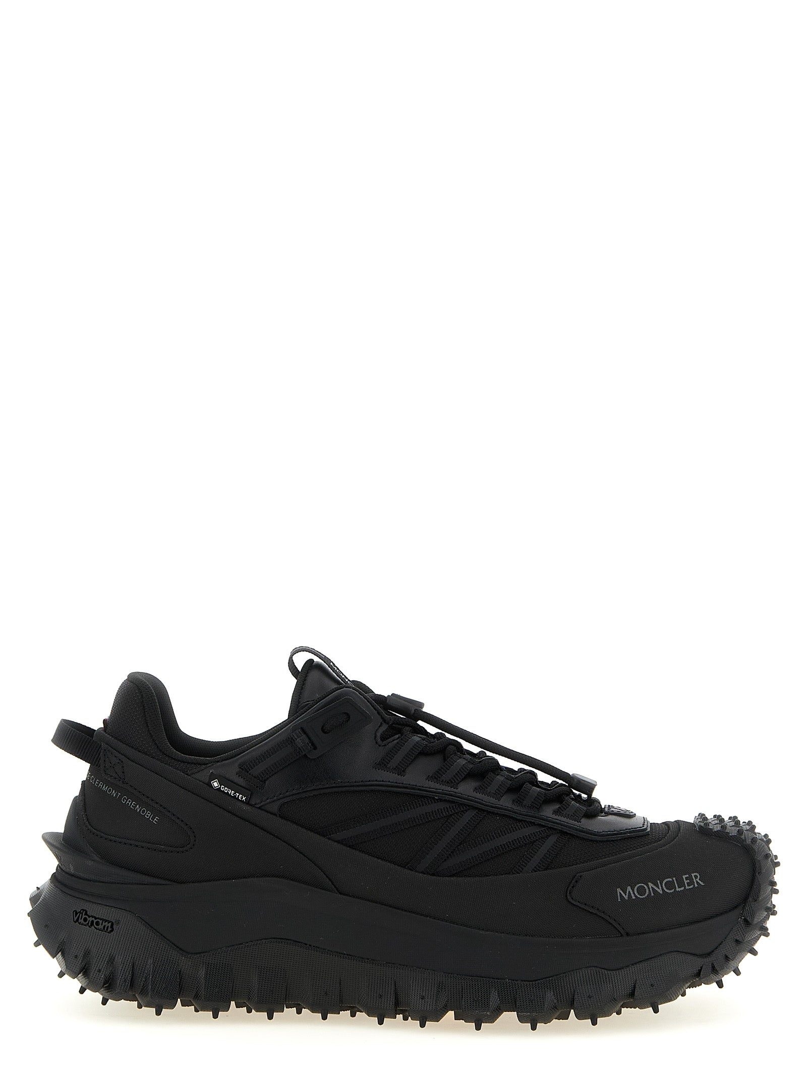 Athletic Sneakers by Moncler for men in leather black & signature showcases an impeccable silhouette, defined by an impeccable athletic style design that perfectly captures the essence of the Men's Athletic Leather Sneakers.