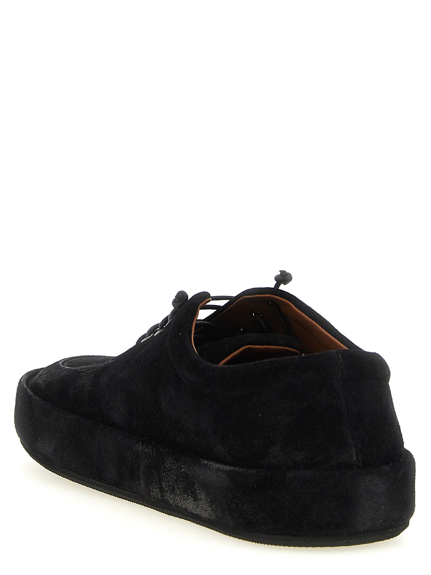 This Moccasin Moccasins Lace-Up Shoes by Marsell for men in calfskin suede leather black features an exquisite silhouette from the Men's Calfskin Suede Leather Moccasin Moccasins Lace-Up Shoes collection, defined by a sophisticated and elegant .