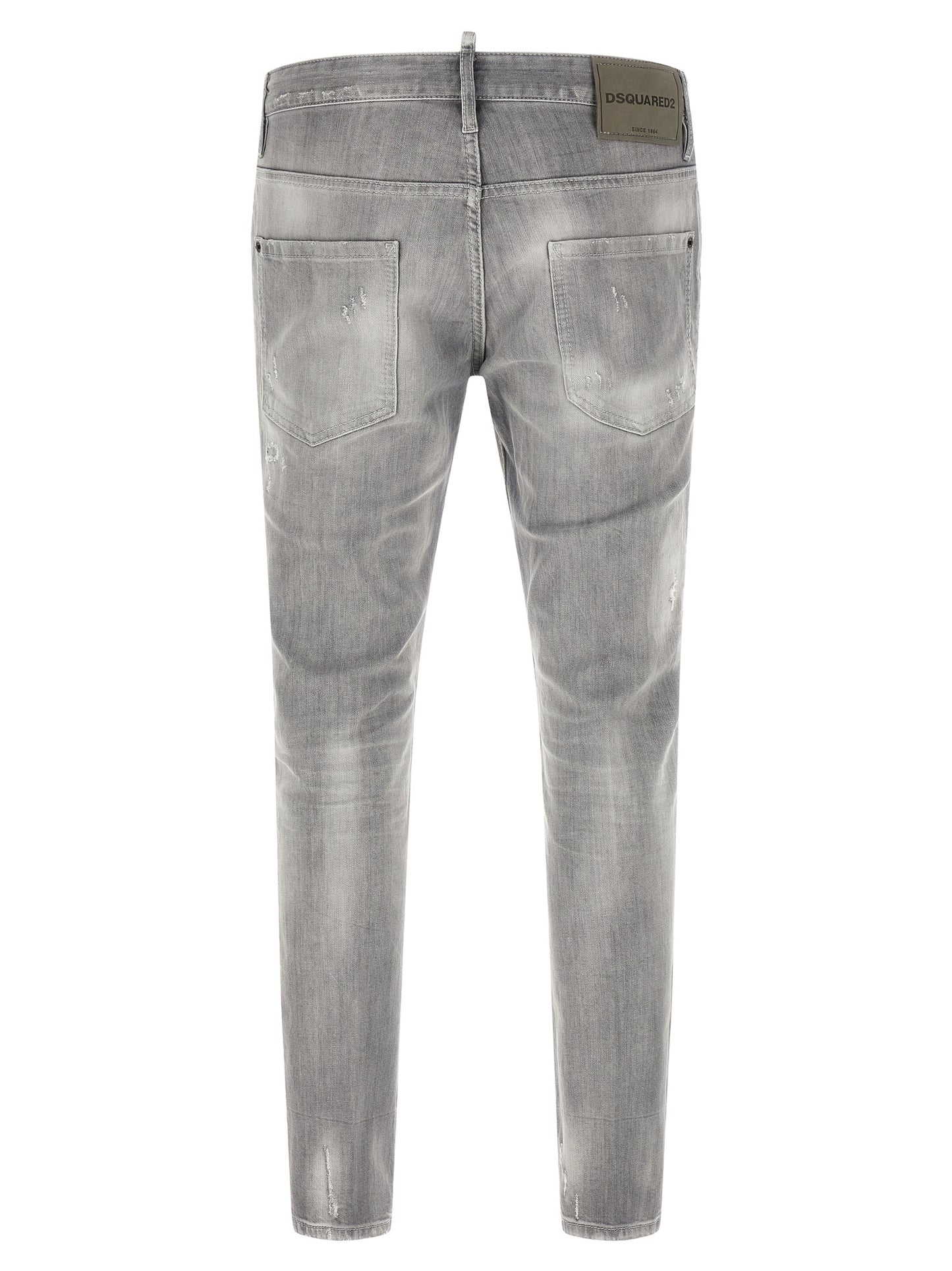 Jeans by Dsquared² for men in denim cotton gray, green, olive & red features an refined tailoring silhouette, showcasing a premium tapered-leg & slim with a and long cut for a refined tailoring look.