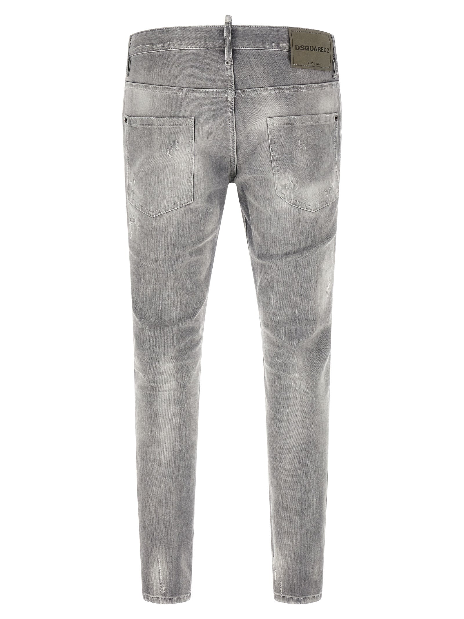 Jeans by Dsquared² for men in denim cotton gray, green, olive & red features an refined tailoring silhouette, showcasing a premium tapered-leg & slim with a and long cut for a refined tailoring look.