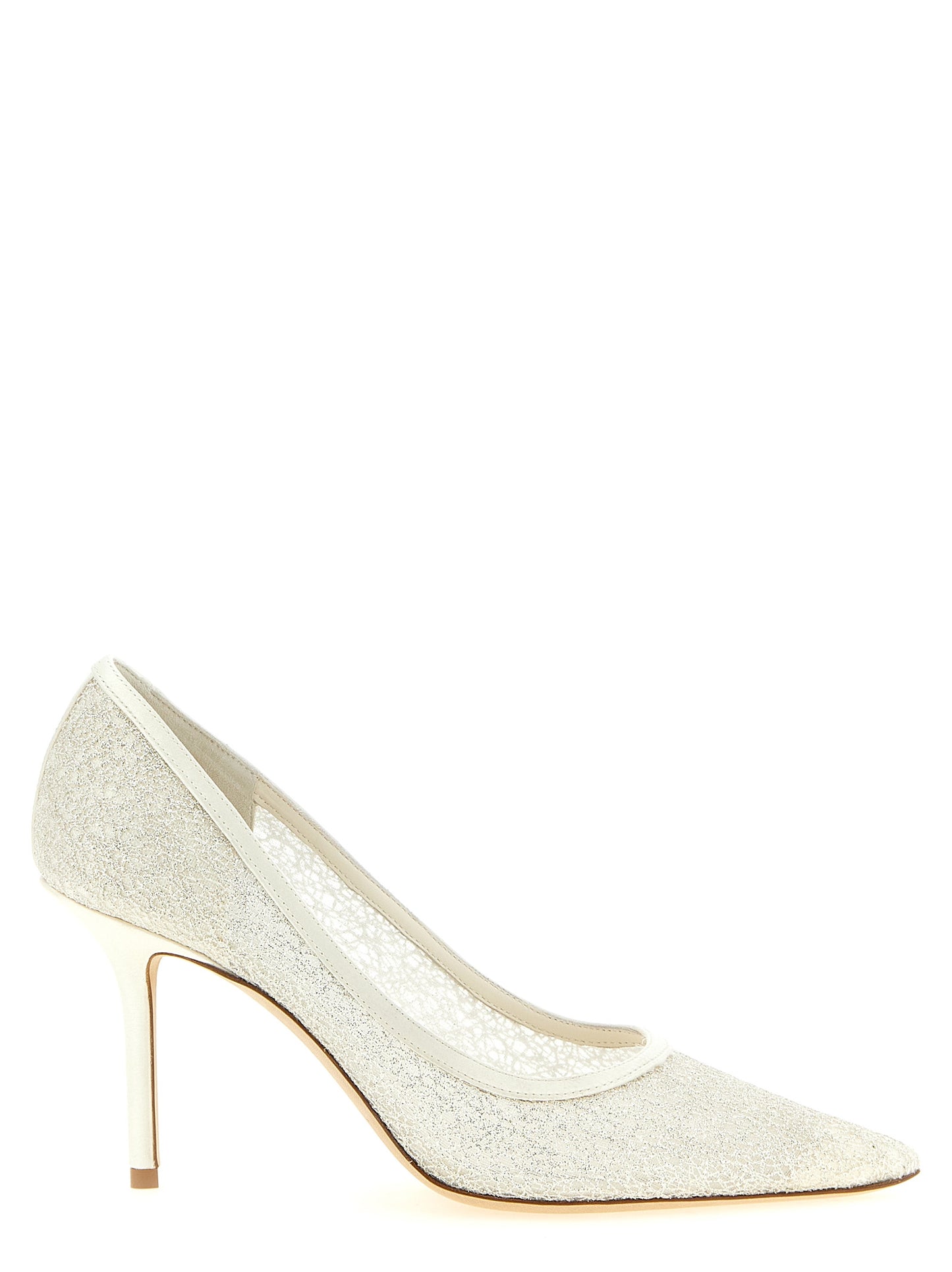 This High-Heel Stiletto Pumps Heels by Jimmy Choo for women in leather & silk ivory, transparent & white presents a effortlessly chic silhouette from the Women's Leather & Silk High-Heel Stiletto Pumps Heels collection, featuring a effortlessly chic stiletto high-heel and effortlessly chic pointed toe style.