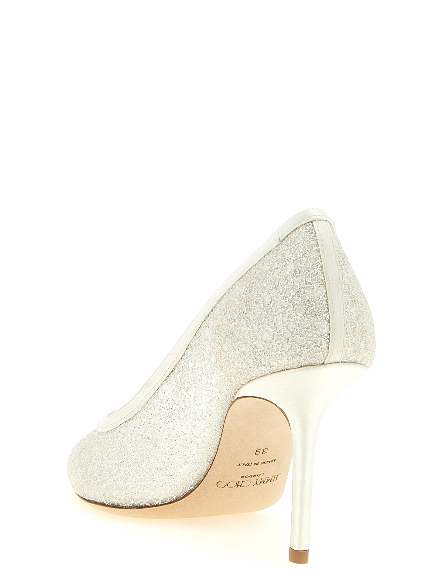 High-Heel Stiletto Pumps Heels by Jimmy Choo for women in leather & silk ivory, transparent & white features an effortlessly chic silhouette from the Women's Leather & Silk High-Heel Stiletto Pumps Heels collection, showcasing a stiletto high-heel and effortlessly chic pointed toe style for a effortlessly chic look.