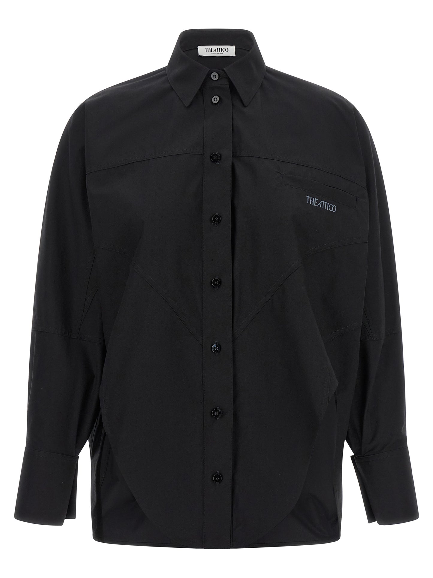 Blouse by The Attico for women in cotton black showcases a sleek silhouette, elegantly detailed with a sleek and long-sleeve for a sleek finish.