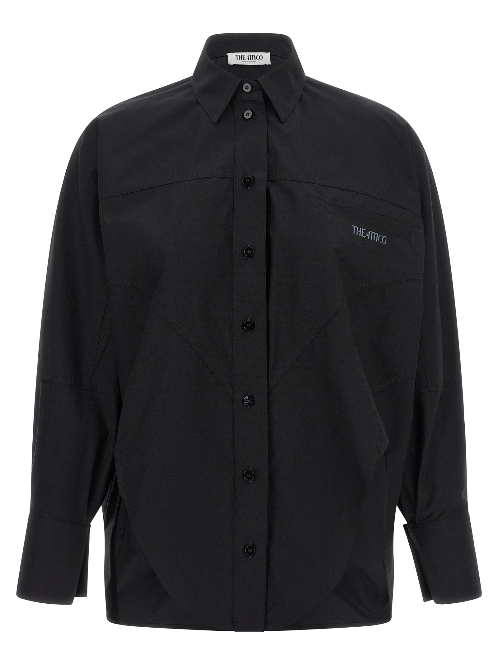 Blouse by The Attico for women in cotton black showcases a sleek silhouette, elegantly detailed with a sleek and long-sleeve for a sleek finish.