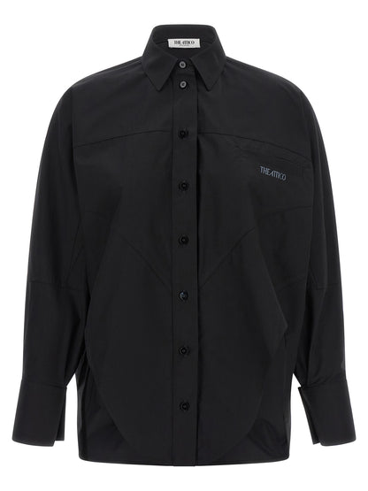 Blouse by The Attico for women in cotton black showcases a sleek silhouette, elegantly detailed with a sleek and long-sleeve for a sleek finish.