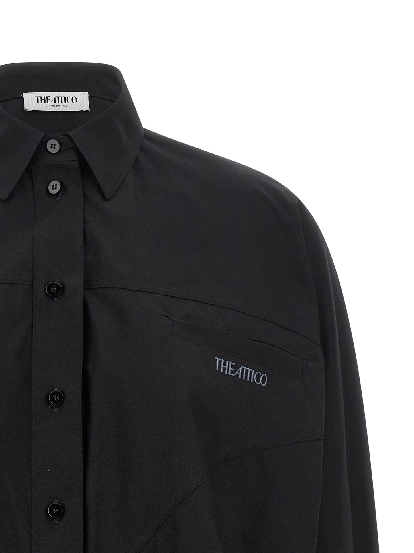 Blouse by The Attico for women in cotton black presents a discerning silhouette, showcasing a sophisticated and for a truly discerning finish.