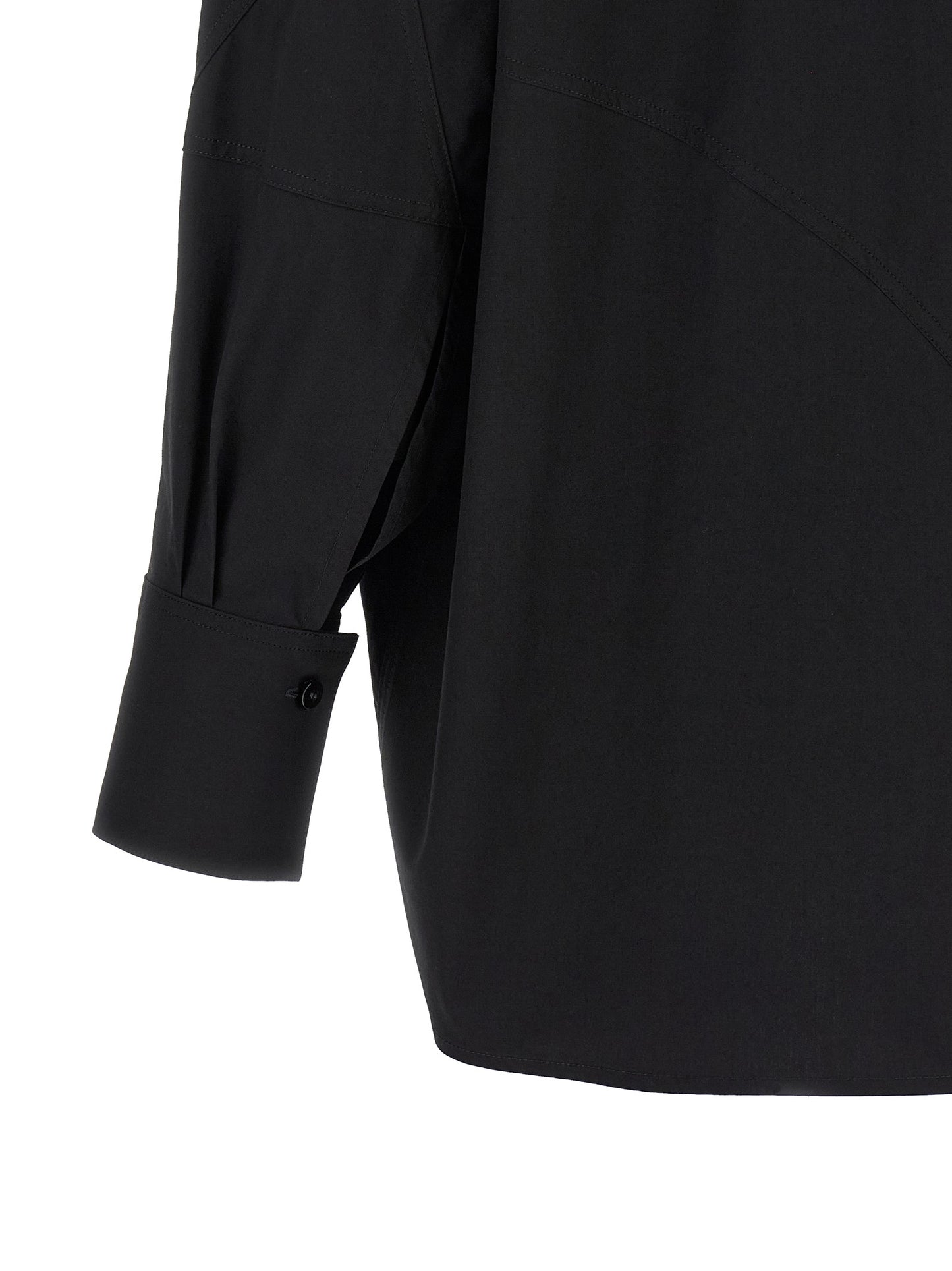 Blouse by The Attico for women in cotton black showcases a sharp silhouette, elegantly detailed with a sharp and sharp .