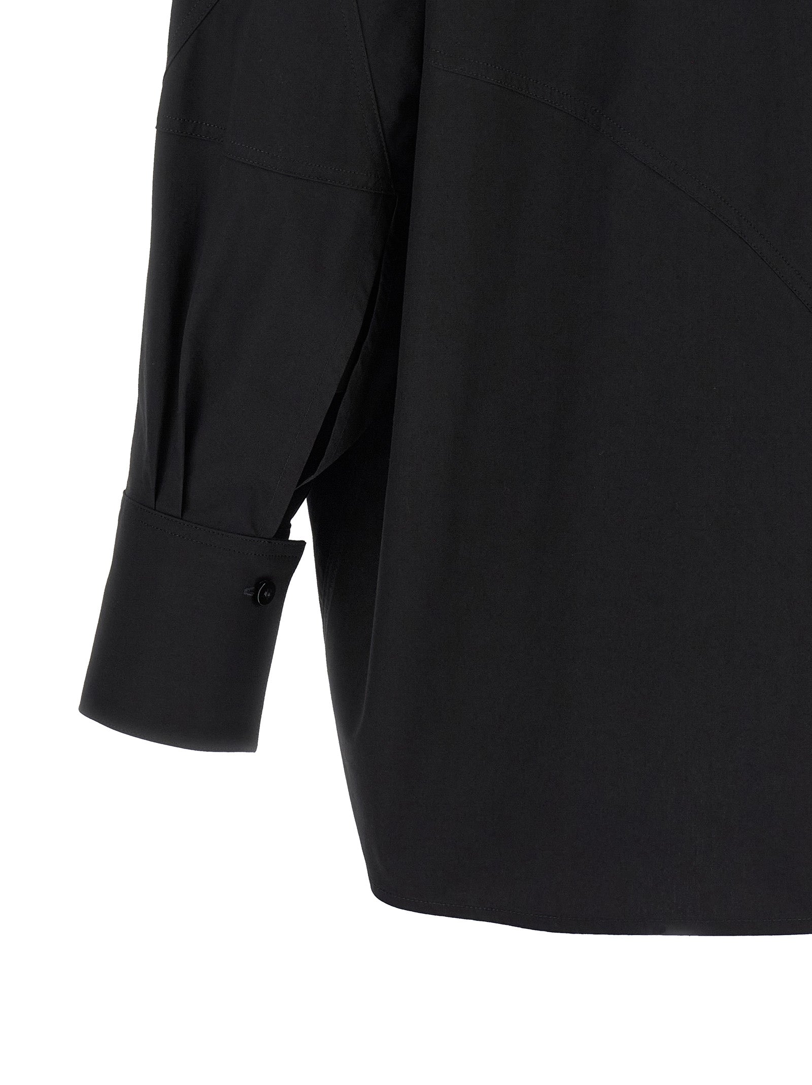 Blouse by The Attico for women in cotton black showcases a sharp silhouette, elegantly detailed with a sharp and sharp .