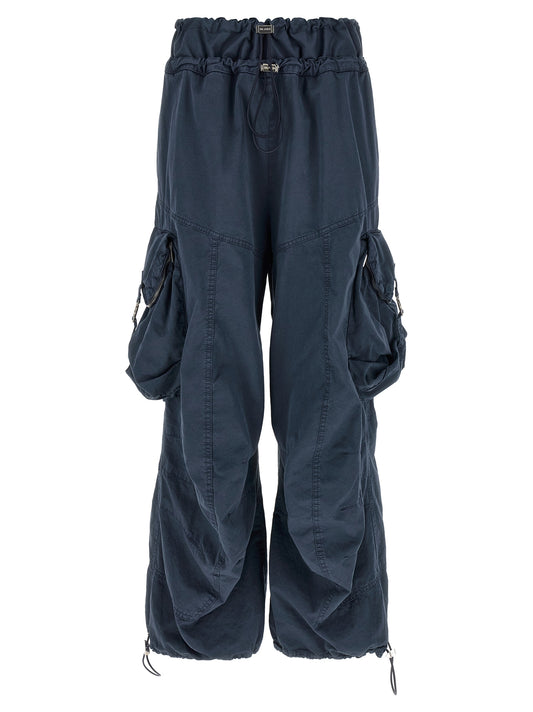 Cargo Pants by The Attico for women in cotton canvas navy & signature features a sartorial silhouette, showcasing a sophisticated oversized with a refined long and elegant .