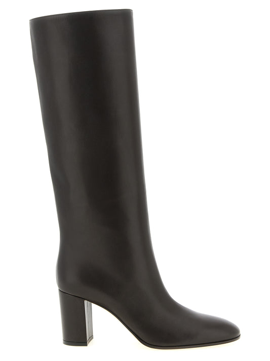 Over-The-Knee Boots by Gianvito Rossi for women in calfskin leather brown showcases a ergonomic silhouette from the Women's Calfskin Leather Over-The-Knee Boots collection, featuring a ergonomic block-heel and a ergonomic almond toe style.
