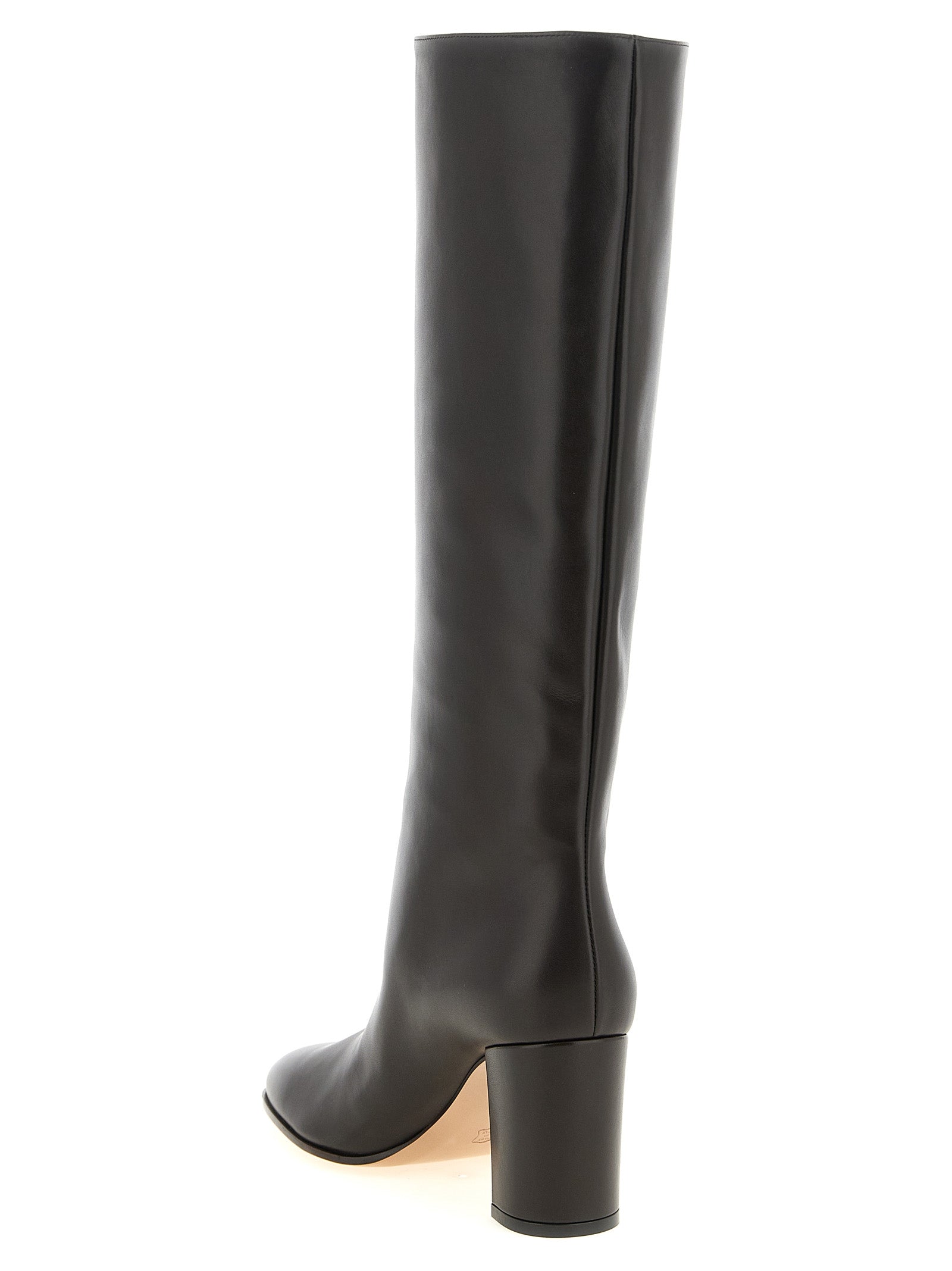 Over-The-Knee Boots by Gianvito Rossi for women in calfskin leather brown features an effortless chic silhouette from the Women's Calfskin Leather Over-The-Knee Boots collection, showcasing a effortless chic block-heel and refined almond toe style for an effortless chic look.