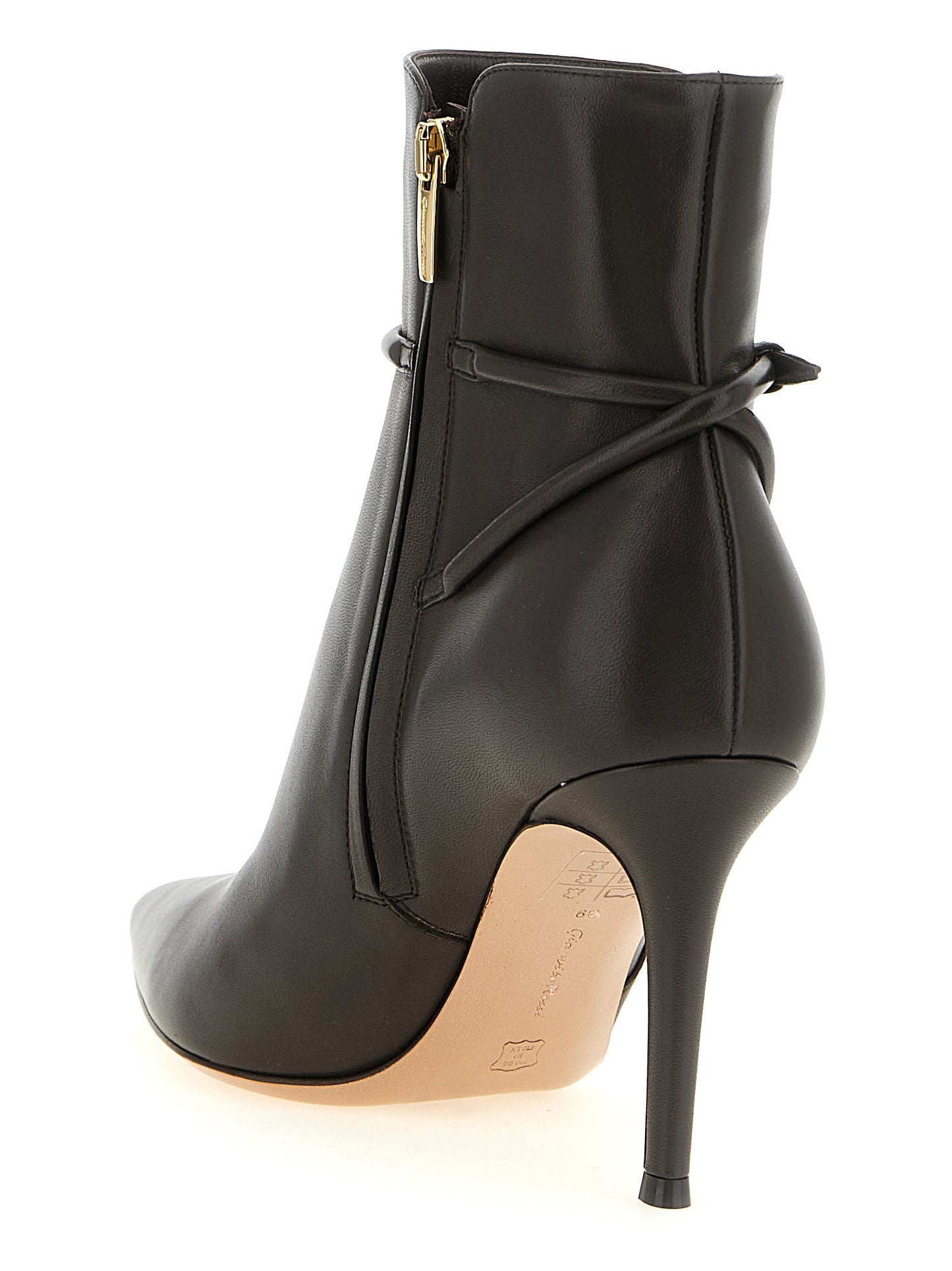 Stiletto Ankle Strap Boots by Gianvito Rossi for women in lambskin leather brown & gold features an avant-garde Women's Lambskin Leather Stiletto Ankle Strap Boots silhouette, defined by a sophisticated stiletto and a avant-garde .