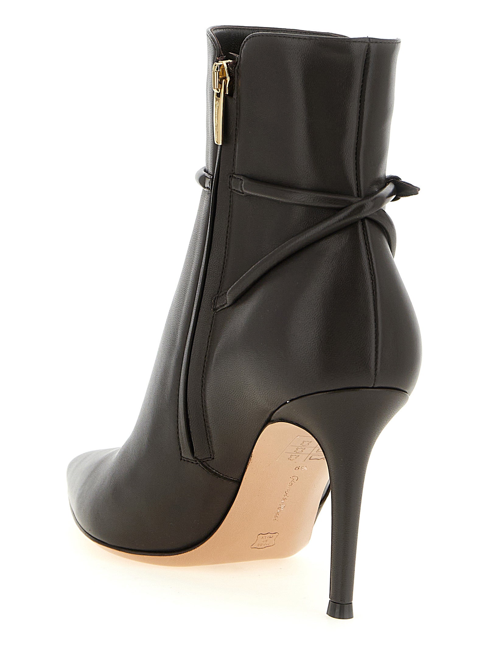 Stiletto Ankle Strap Boots by Gianvito Rossi for women in lambskin leather brown & gold features an avant-garde Women's Lambskin Leather Stiletto Ankle Strap Boots silhouette, defined by a sophisticated stiletto and a avant-garde .