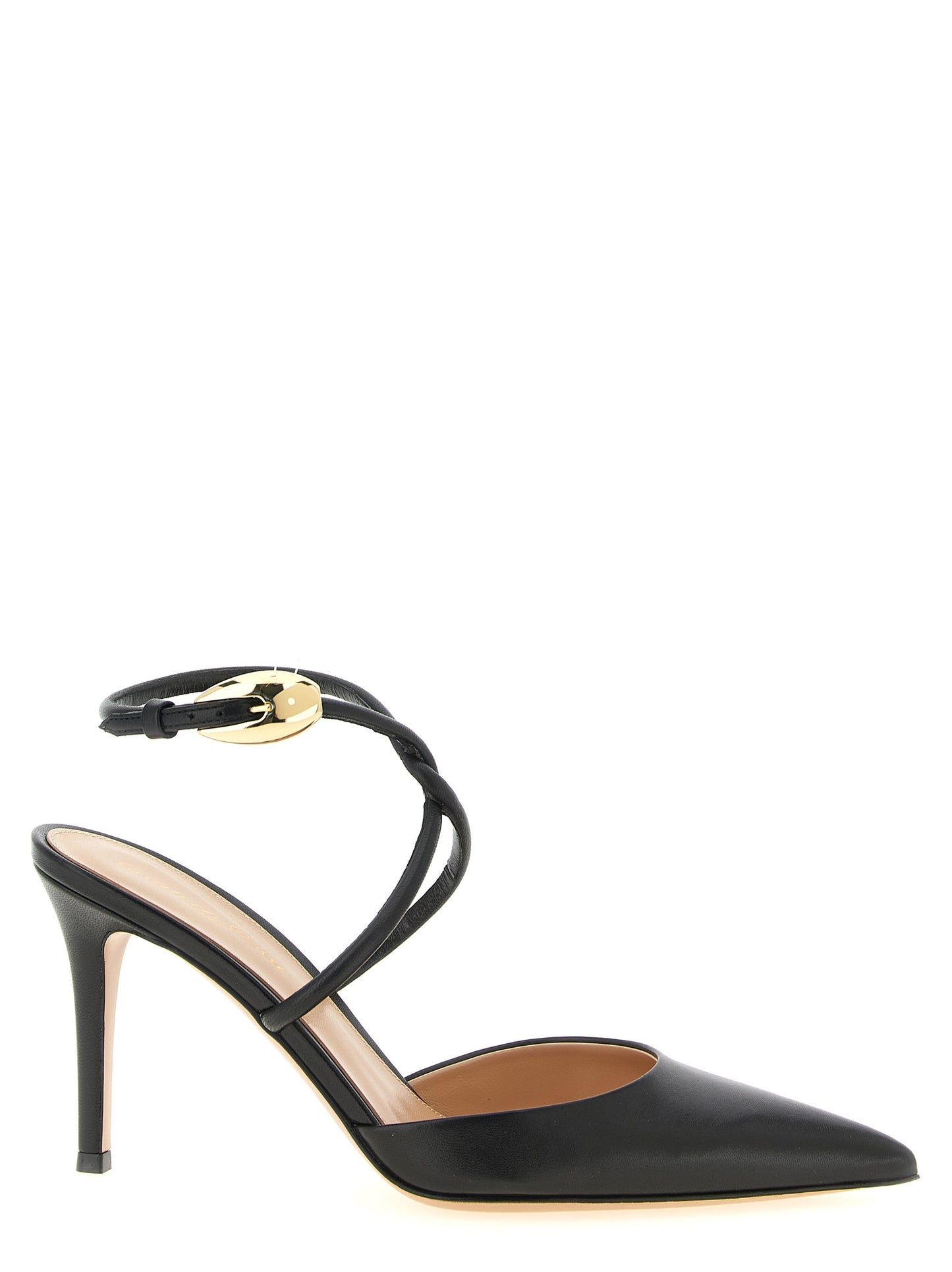 High-Heel Stiletto Pumps Heels by Gianvito Rossi for women in nappa lamb leather black & gold features an effortlessly chic silhouette from the Women's Nappa Lamb Leather High-Heel Stiletto Pumps Heels collection, showcasing a stiletto high-heel and effortlessly chic for a effortlessly chic look.