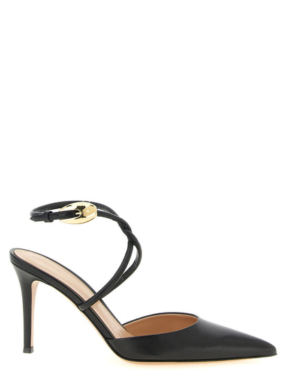 High-Heel Stiletto Pumps Heels by Gianvito Rossi for women in nappa lamb leather black & gold features an effortlessly chic silhouette from the Women's Nappa Lamb Leather High-Heel Stiletto Pumps Heels collection, showcasing a stiletto high-heel and effortlessly chic for a effortlessly chic look.