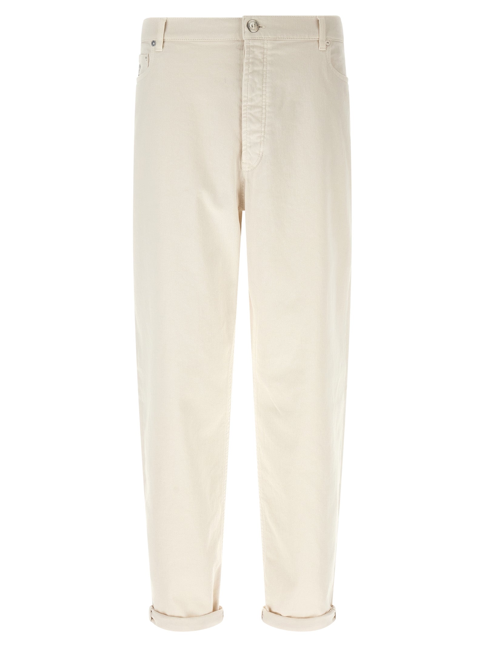 Jeans by Brunello Cucinelli for men in denim cotton white features an refined tailoring silhouette, showcasing a premium straight-leg & relaxed-fit with a and long cut for a refined tailoring look.
