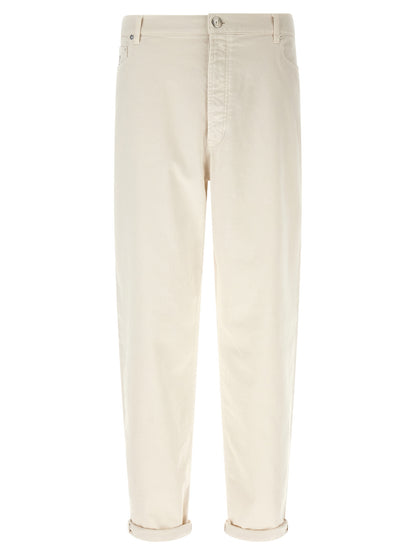 Jeans by Brunello Cucinelli for men in denim cotton white features an refined tailoring silhouette, showcasing a premium straight-leg & relaxed-fit with a and long cut for a refined tailoring look.