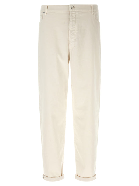 Jeans by Brunello Cucinelli for men in denim cotton white features an refined tailoring silhouette, showcasing a premium straight-leg & relaxed-fit with a and long cut for a refined tailoring look.