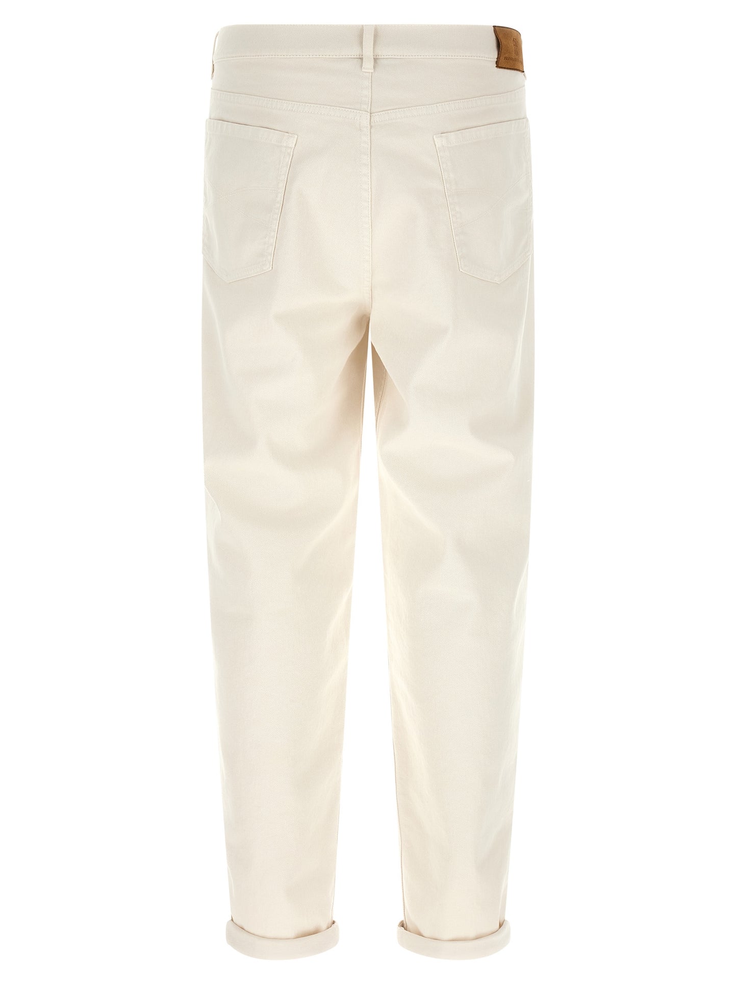 Jeans by Brunello Cucinelli for men in denim cotton white features an sophisticated and straight-leg & relaxed-fit with a precise long, creating a sophisticated and sophisticated silhouette.