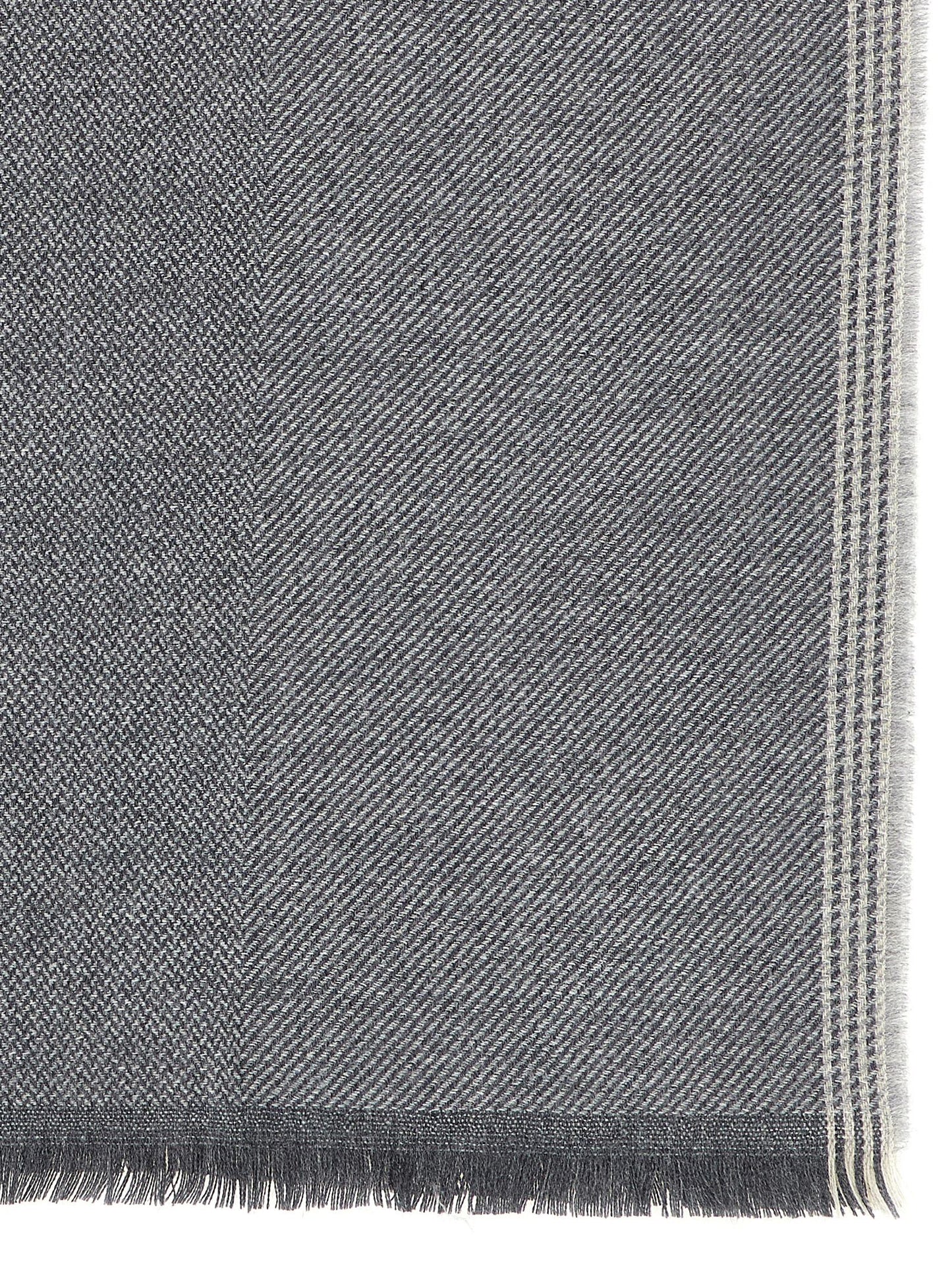Scarf by Brunello Cucinelli for men in cashmere wool burgundy, gray, light-grey, patterned & striped showcases a eye catching silhouette, artfully capturing the essence of the eye catching Cashmere Wool Scarf design for a sophisticated look.