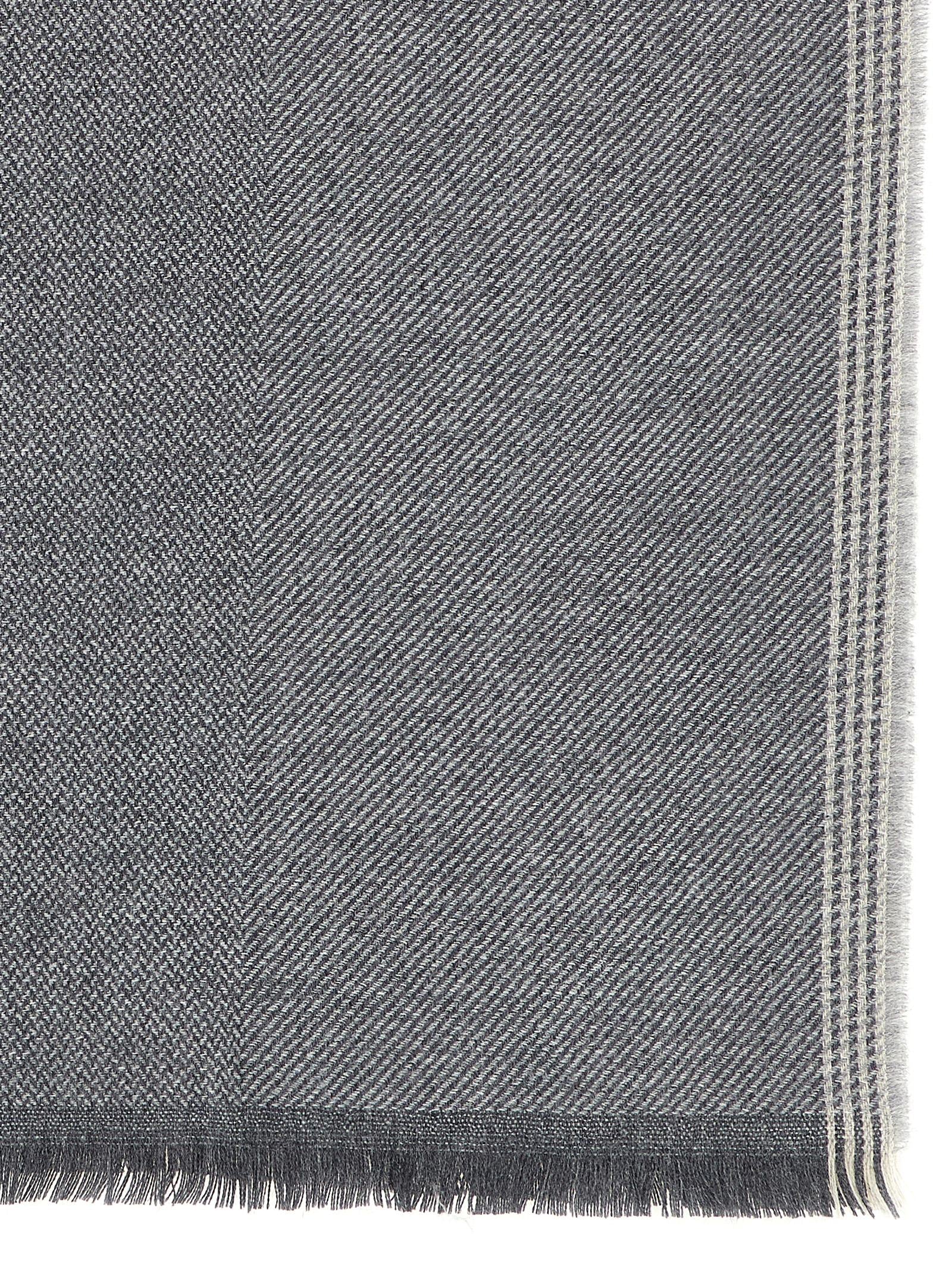 Scarf by Brunello Cucinelli for men in cashmere wool burgundy, gray, light-grey, patterned & striped showcases a eye catching silhouette, artfully capturing the essence of the eye catching Cashmere Wool Scarf design for a sophisticated look.