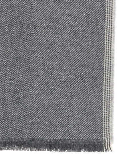 Scarf by Brunello Cucinelli for men in cashmere wool burgundy, gray, light-grey, patterned & striped showcases a eye catching silhouette, artfully capturing the essence of the eye catching Cashmere Wool Scarf design for a sophisticated look.