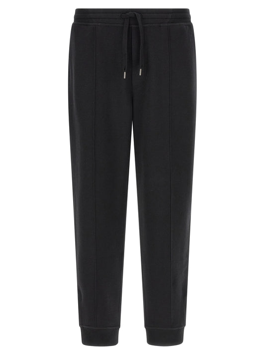 Joggers by Brunello Cucinelli for men in cashmere & silk black & silver features an sartorial tapered-leg and long with a cut for a sartorial finish.