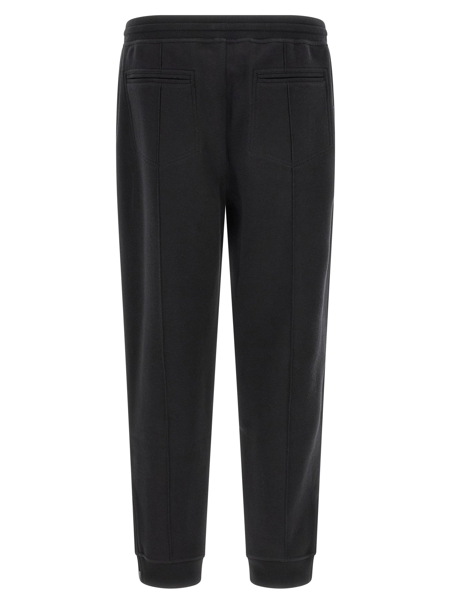 Joggers by Brunello Cucinelli for men in cashmere & silk black & silver presents a tailored silhouette, showcasing a tailored tapered-leg and long cut with a refined for a truly tailored aesthetic.