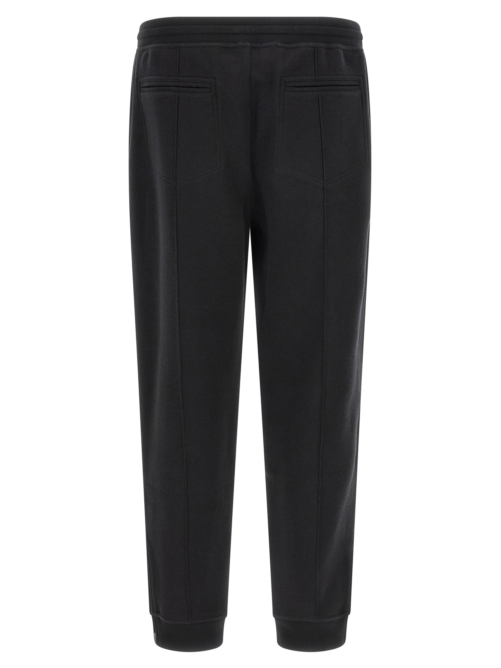 Joggers by Brunello Cucinelli for men in cashmere & silk black & silver presents a tailored silhouette, showcasing a tailored tapered-leg and long cut with a refined for a truly tailored aesthetic.