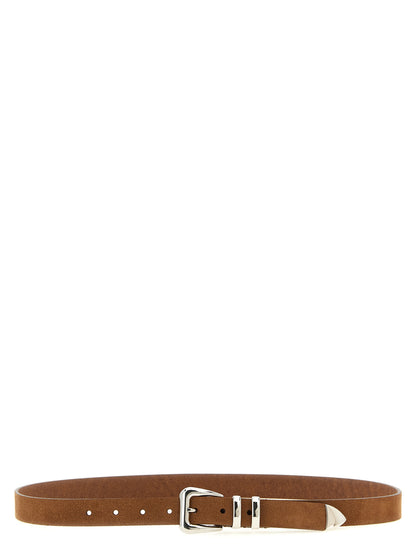 Belt by Brunello Cucinelli for men in suede calfskin leather brown & silver features an distinguished design, perfectly showcasing the sophisticated craftsmanship of this distinguished Suede Calfskin Leather Belt.