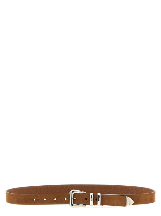 Belt by Brunello Cucinelli for men in suede calfskin leather brown & silver features an distinguished design, perfectly showcasing the sophisticated craftsmanship of this distinguished Suede Calfskin Leather Belt.
