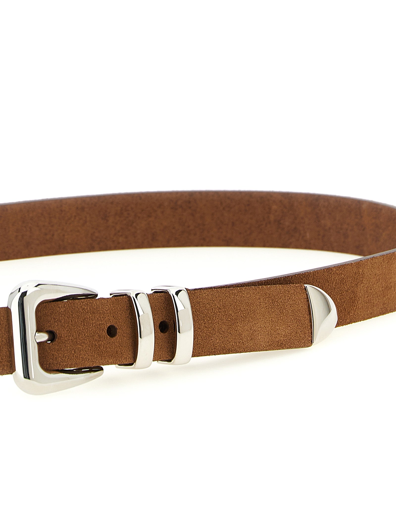 Belt by Brunello Cucinelli for men in suede calfskin leather brown & silver features a artisanal-chic design, artfully capturing the essence of the Suede Calfskin Leather Belt with a artisanal-chic finish.
