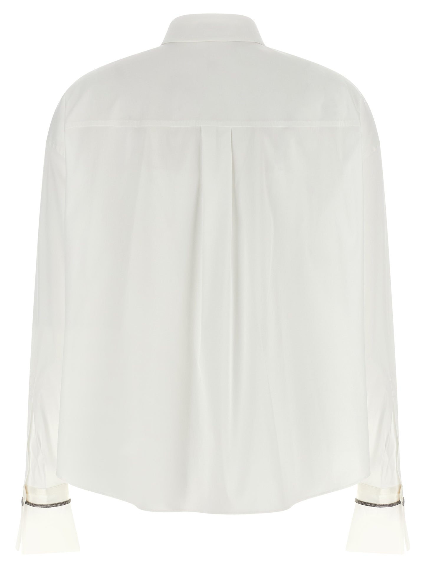 Blouse by Brunello Cucinelli for women in cotton white features an architectural silhouette with a refined and elegant for a architectural look.