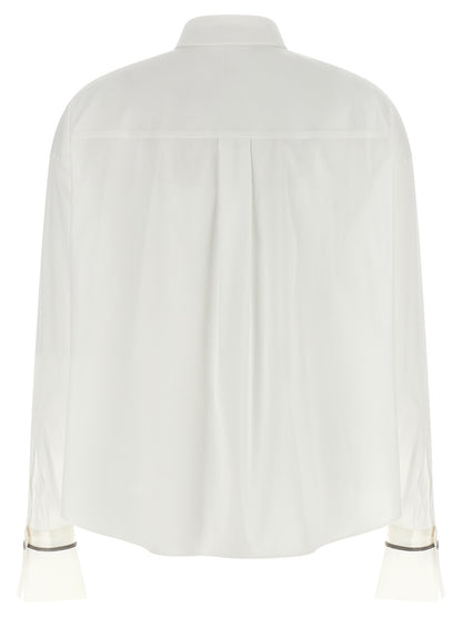 Blouse by Brunello Cucinelli for women in cotton white features an architectural silhouette with a refined and elegant for a architectural look.