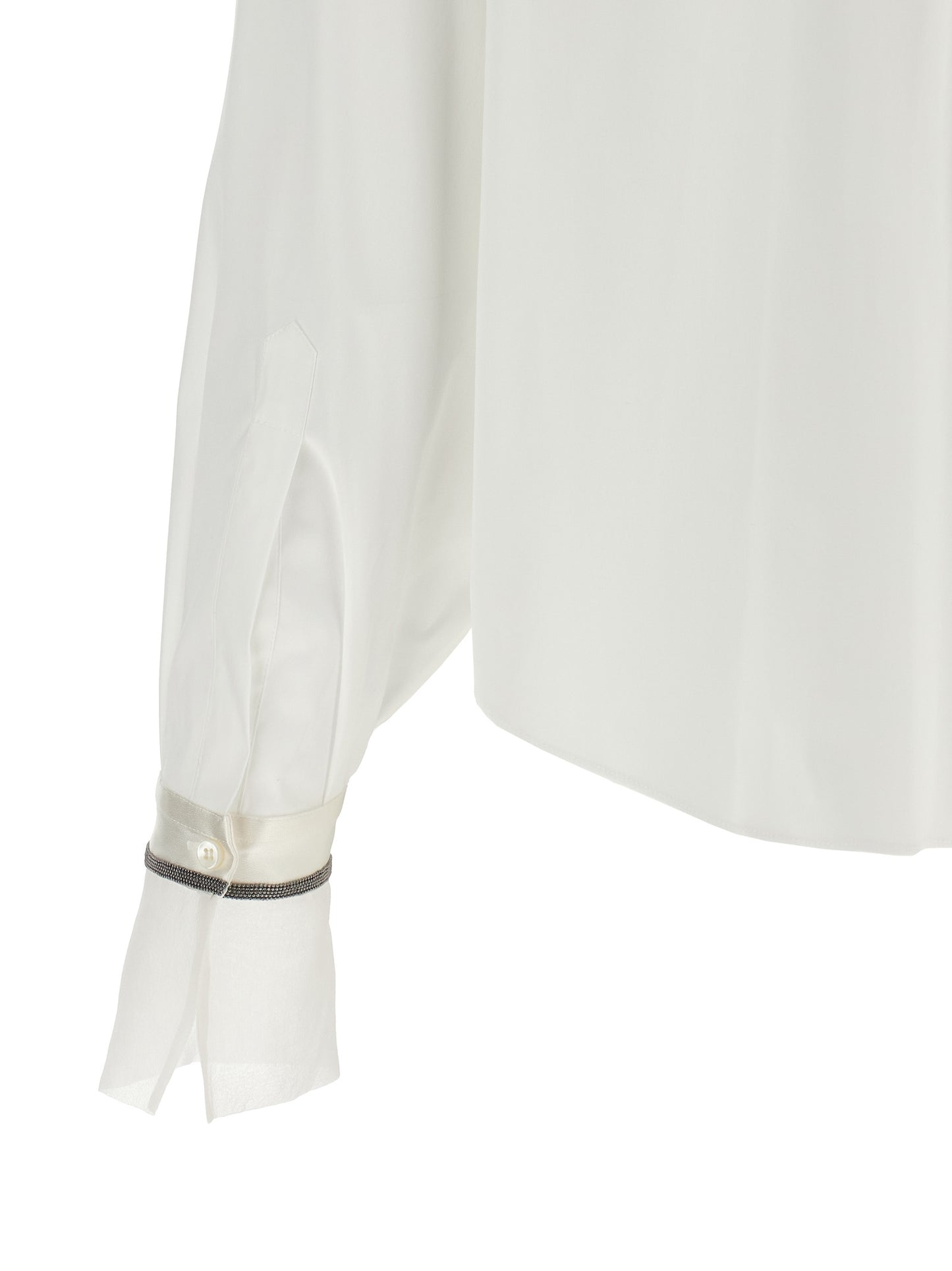 Blouse by Brunello Cucinelli for women in cotton white, featuring a nuanced and nuanced for a sophisticated finish.