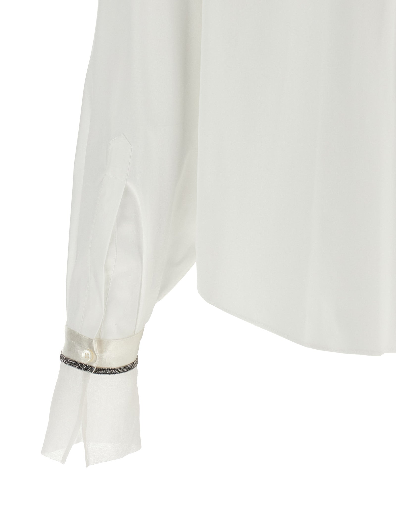 Blouse by Brunello Cucinelli for women in cotton white, featuring a nuanced and nuanced for a sophisticated finish.